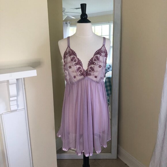 Vtg Fairycore Lavender Sheer Nightgown Lingerie 2X - Picture 1 of 9
